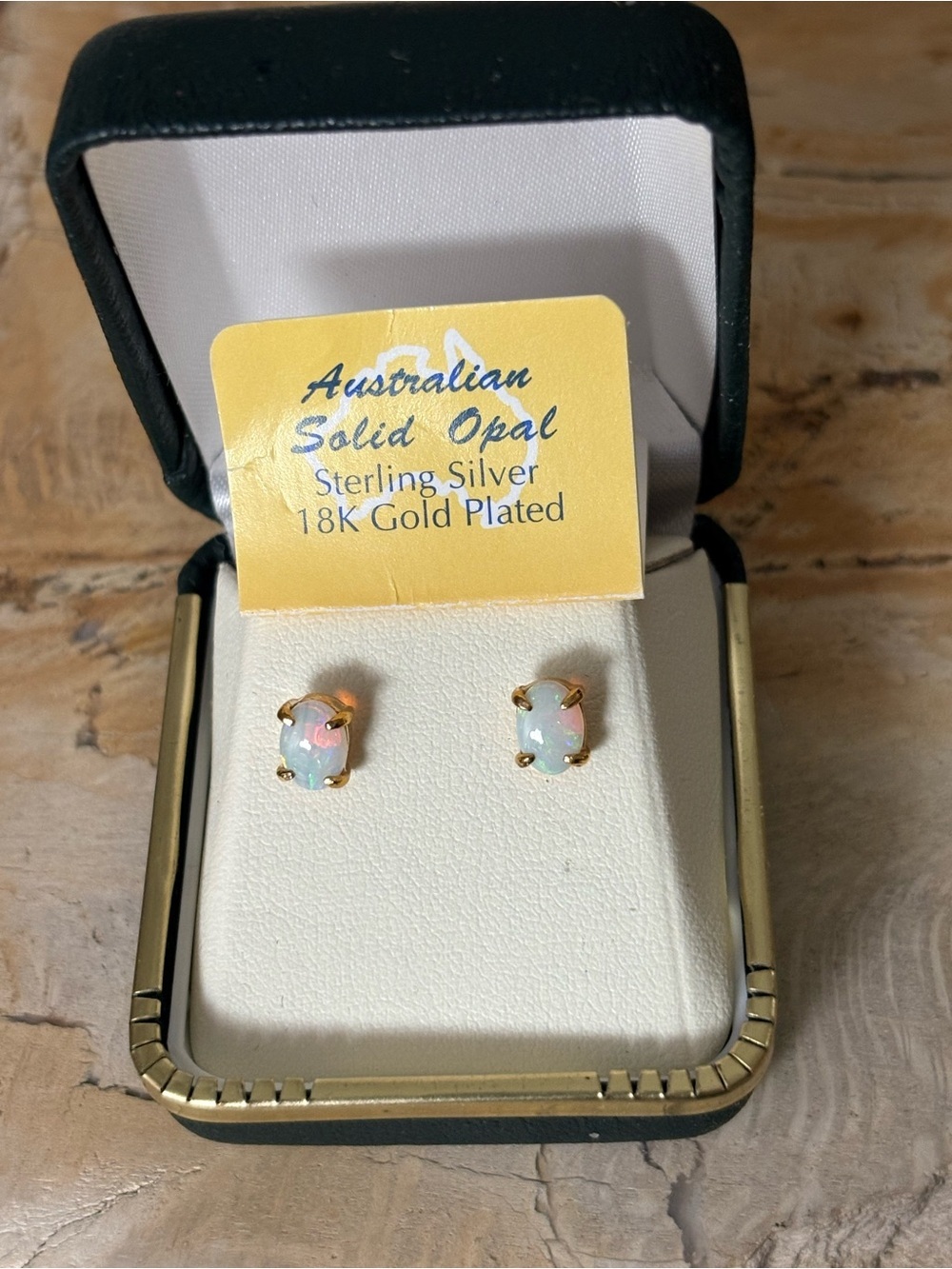 Australian Solid Opal 18K Gold-Plated Sterling Silver Stud Earrings - White Opal